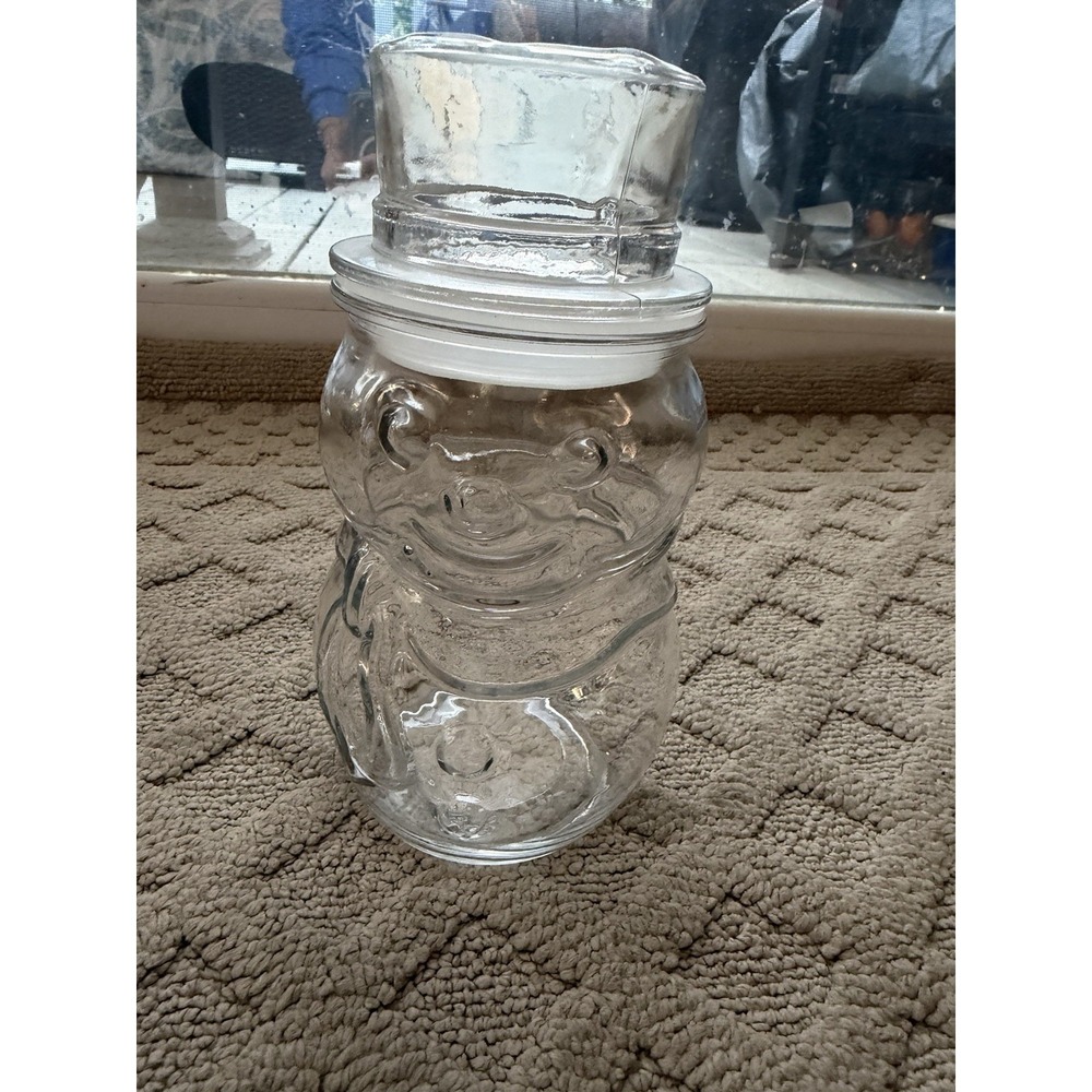 Libbey Snowman Clear Glass Airtight Canister